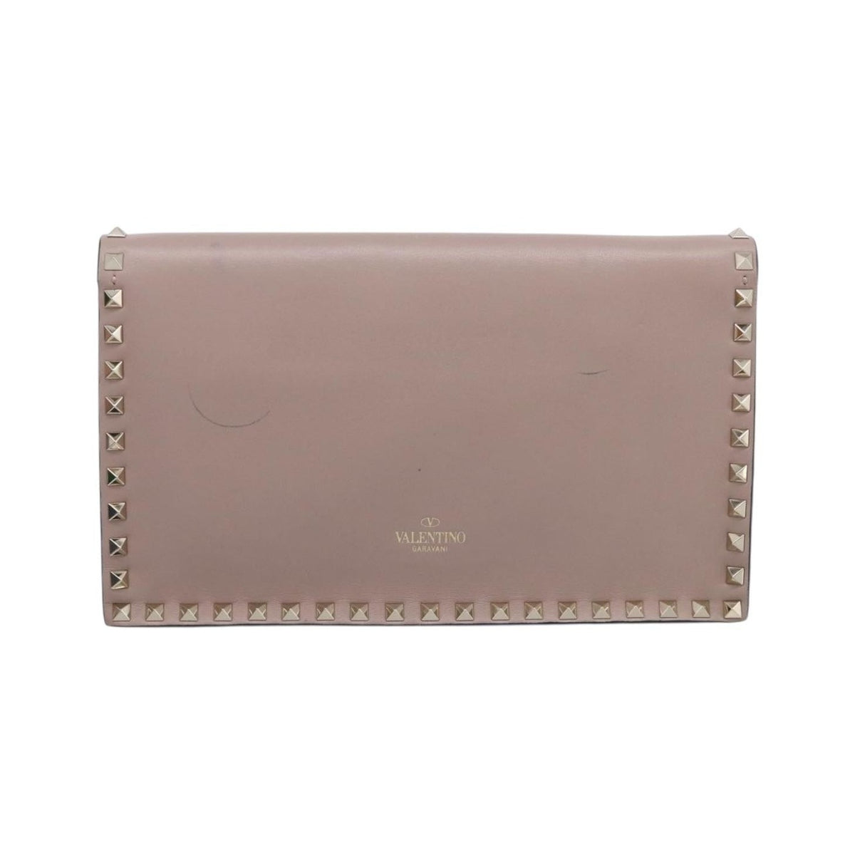 Valentino Garavani Rockstud Flap Clutch Leather, Beige, Leather, Clutch