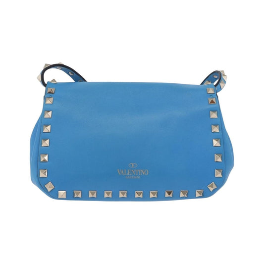 Valentino Garavani Rockstud Flip Lock Compartment Leather, Blue, Leather, Shoulder Bag