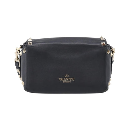 Valentino Garavani Rockstud Flip Lock Flap Leather, Black, Leather, Handbag
