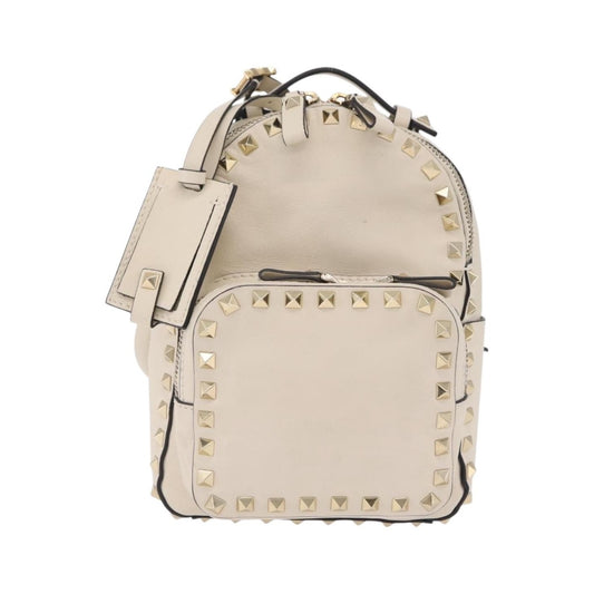 Valentino Garavani Rockstud Leather, Beige, Leather, Tote Bag