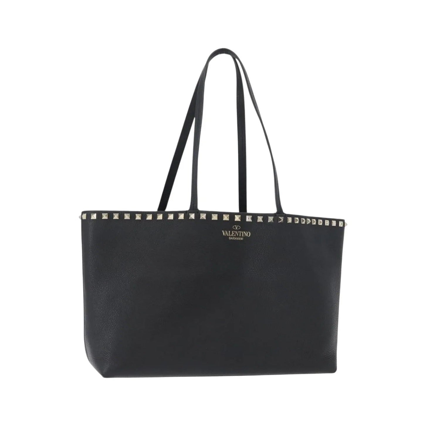 Valentino Garavani Rockstud Shopping Tote Leather, Black, Leather, Tote Bag