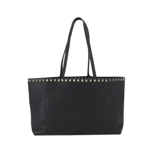 Valentino Garavani Rockstud Shopping Tote Leather, Black, Leather, Tote Bag