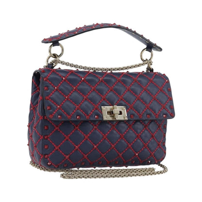 Valentino Garavani Rockstud Spike Flap Quilted Leather, Navy, Leather, Shoulder Bag