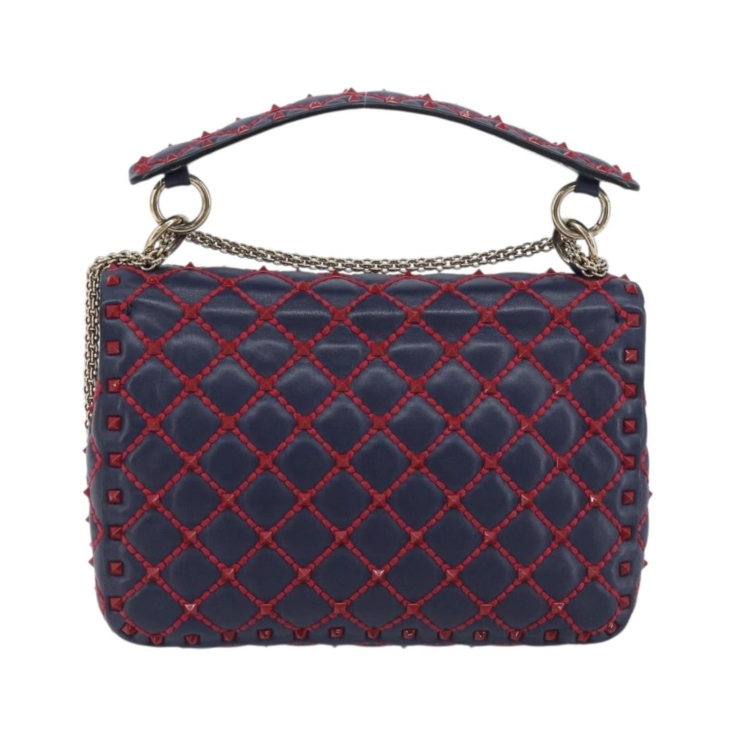 Valentino Garavani Rockstud Spike Flap Quilted Leather, Navy, Leather, Shoulder Bag