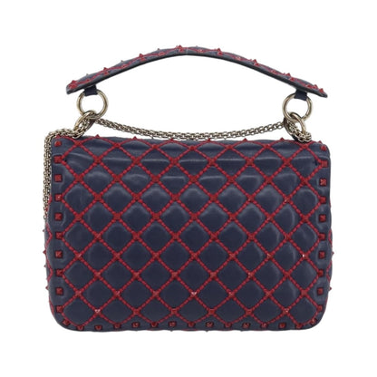 Valentino Garavani Rockstud Spike Flap Quilted Leather, Navy, Leather, Shoulder Bag
