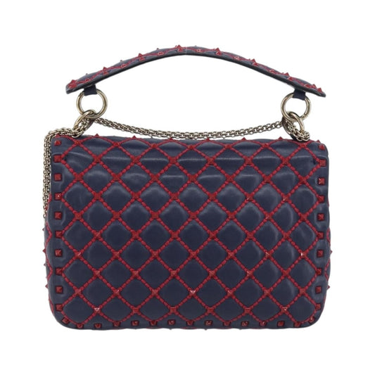 Valentino Garavani Rockstud Spike Flap Quilted Leather, Navy, Leather, Shoulder Bag