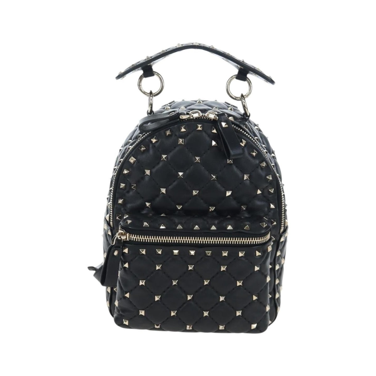 Valentino Garavani Rockstud Spike Quilted Leather, Black, Leather, Backpack