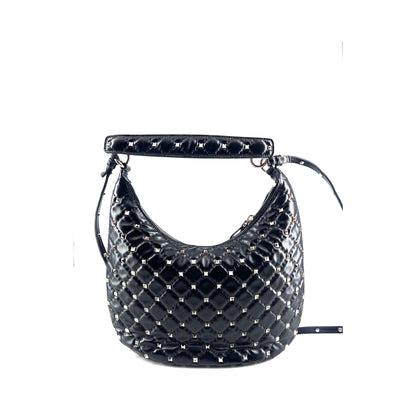 Valentino Garavani Rockstud Spike Zip Tote leather, Black, Leather, Shoulder Bag