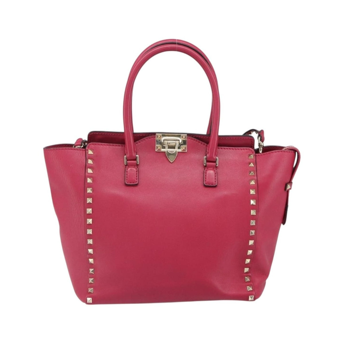 Valentino Garavani Rockstud Tote Rigid Leather, Pink, Leather, Tote Bag