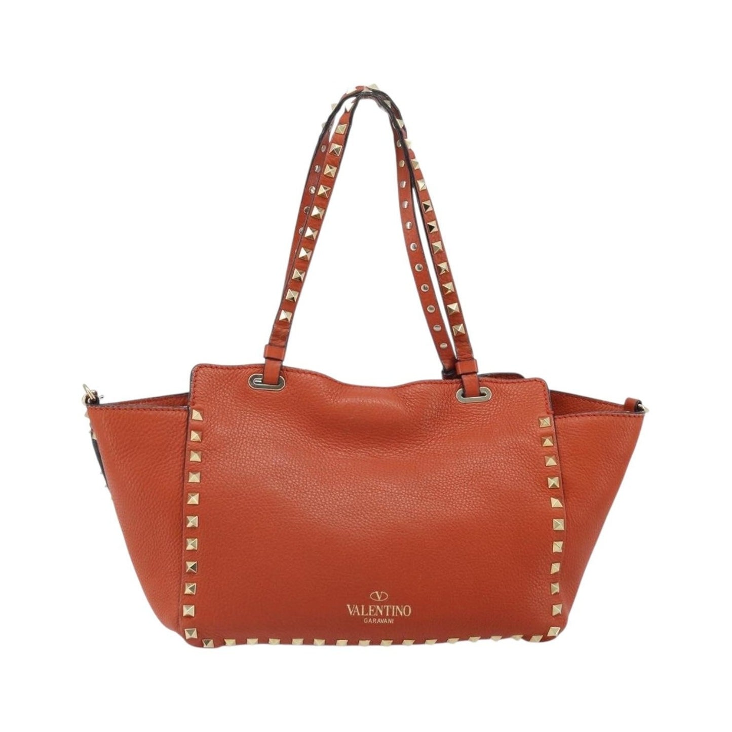 Valentino Garavani Rockstud Tote Soft Leather, Orange, Leather, Tote Bag