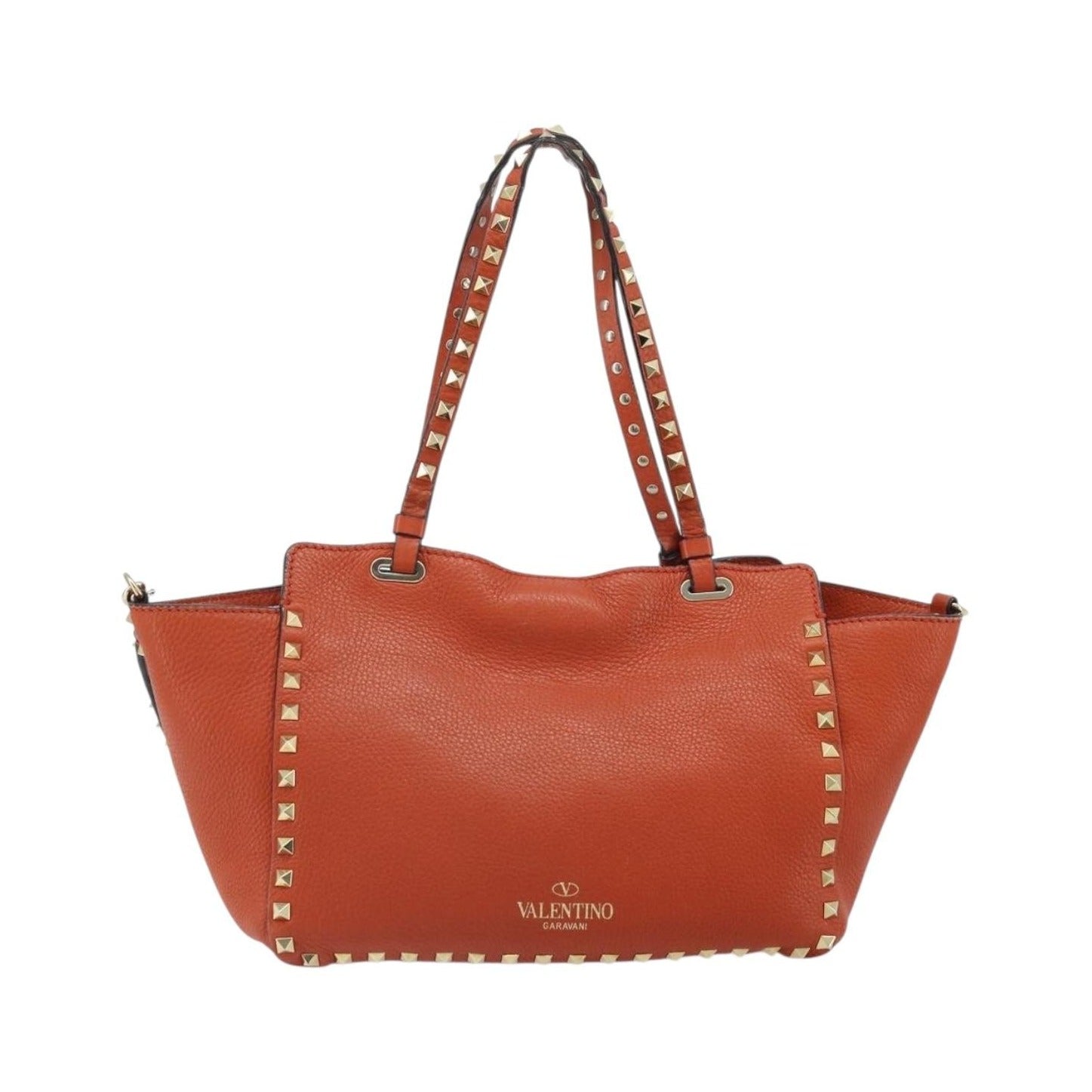 Valentino Garavani Rockstud Tote Soft Leather, Orange, Leather, Tote Bag