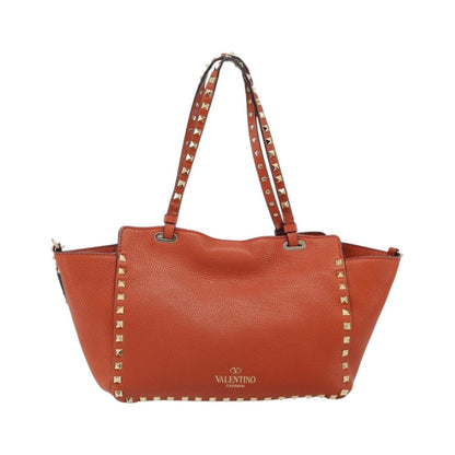 Valentino Garavani Rockstud Tote Soft Leather, Orange, Leather, Tote Bag