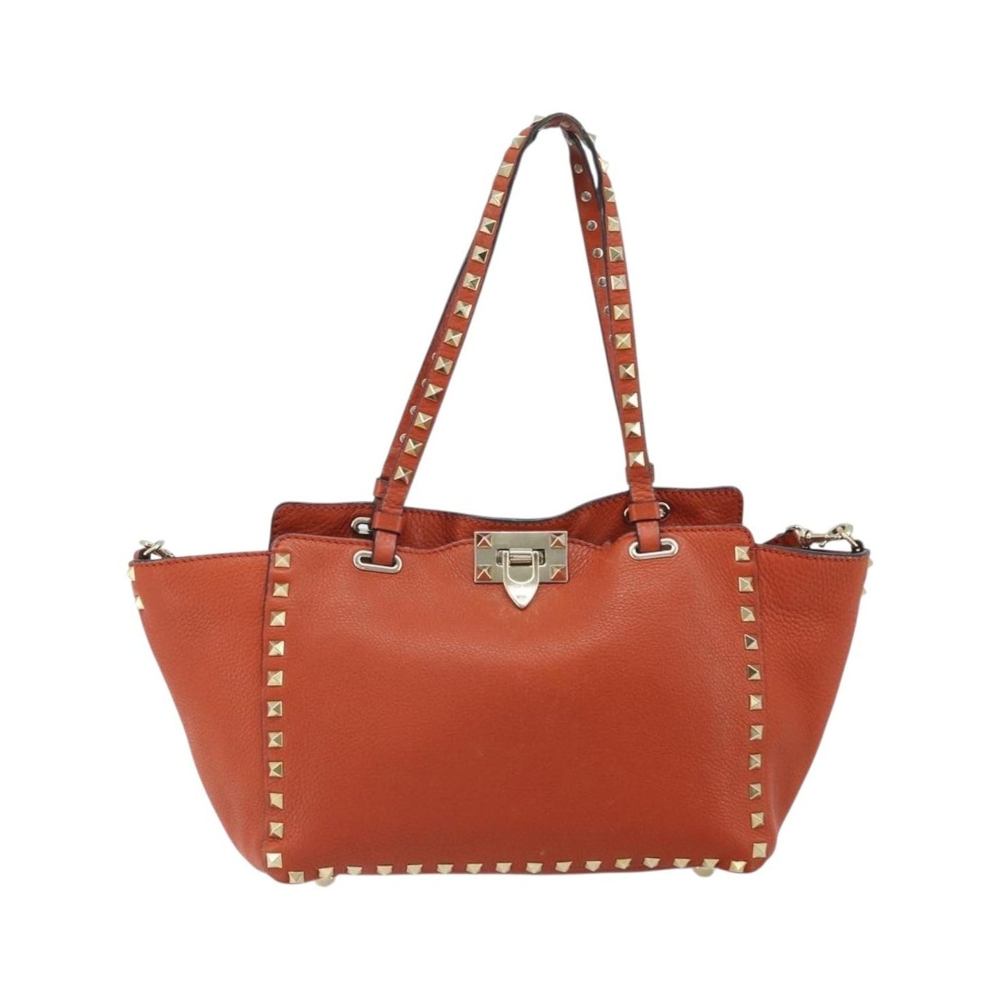 Valentino Garavani Rockstud Tote Soft Leather, Orange, Leather, Tote Bag