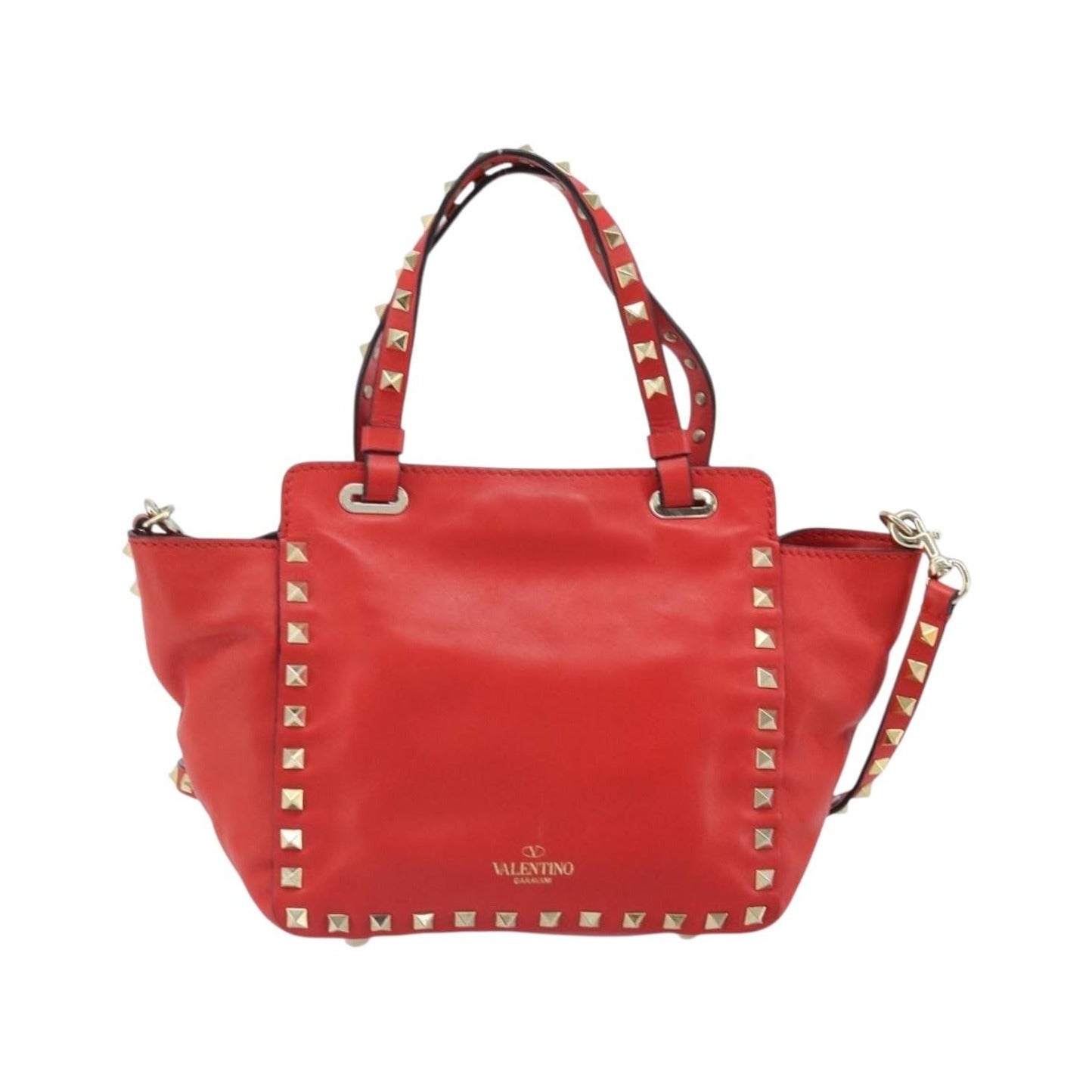 Valentino Garavani Rockstud Tote Soft Leather, Red, Leather, Tote Bag
