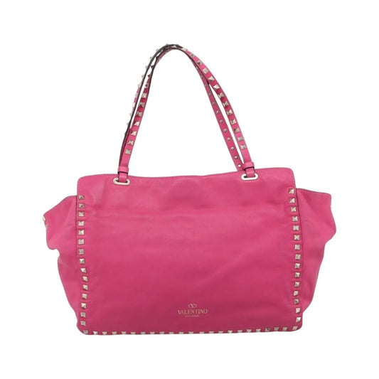 Valentino Garavani Rockstud Tote Textured Leather, Pink, Leather, Tote Bag