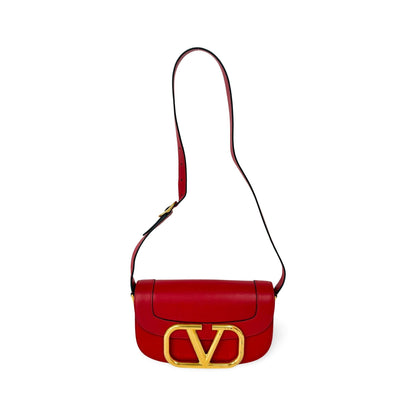 Valentino Garavani Supervee Leather, Gold, Leather, Crossbody Bag