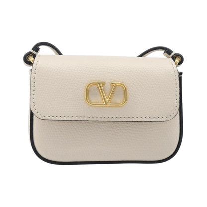 Valentino Garavani V Pouch Shoulder Bag Leather, White, Leather, Shoulder Bag
