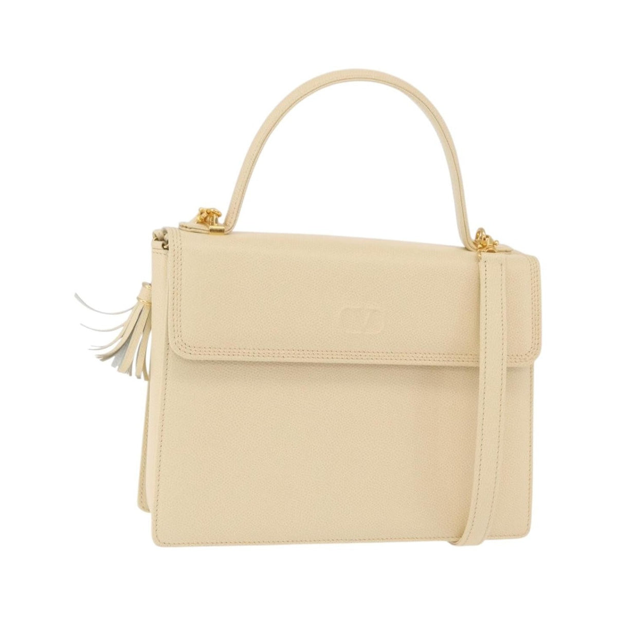 Valentino Garavani Vintage Leather, Beige, Leather, Shoulder Bag