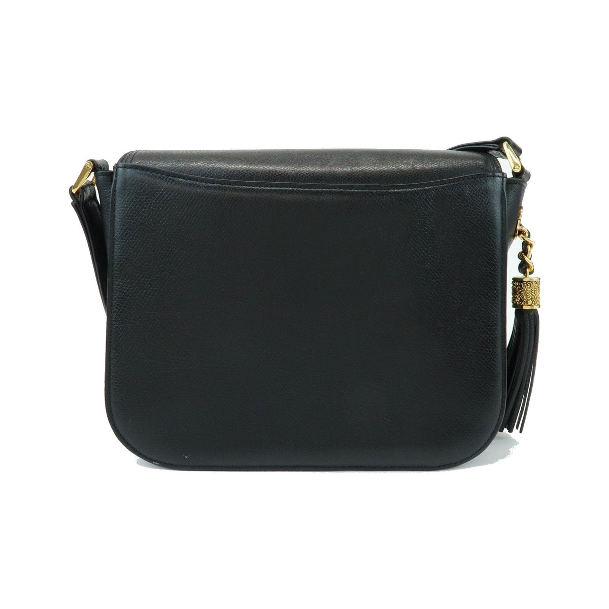 Valentino Garavani VLogo Flap Leather, Black, Leather, Shoulder Bag