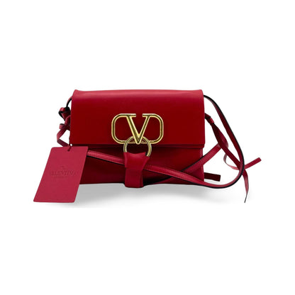 Valentino Garavani VRing Belt Leather, Red, Leather, Clutch