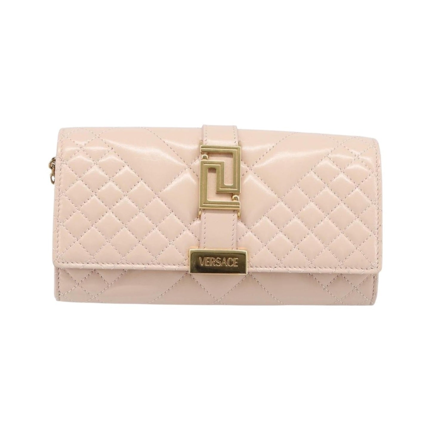 Versace Greca Goddess Convertible Clutch Leather, Pink, Leather, Shoulder Bag