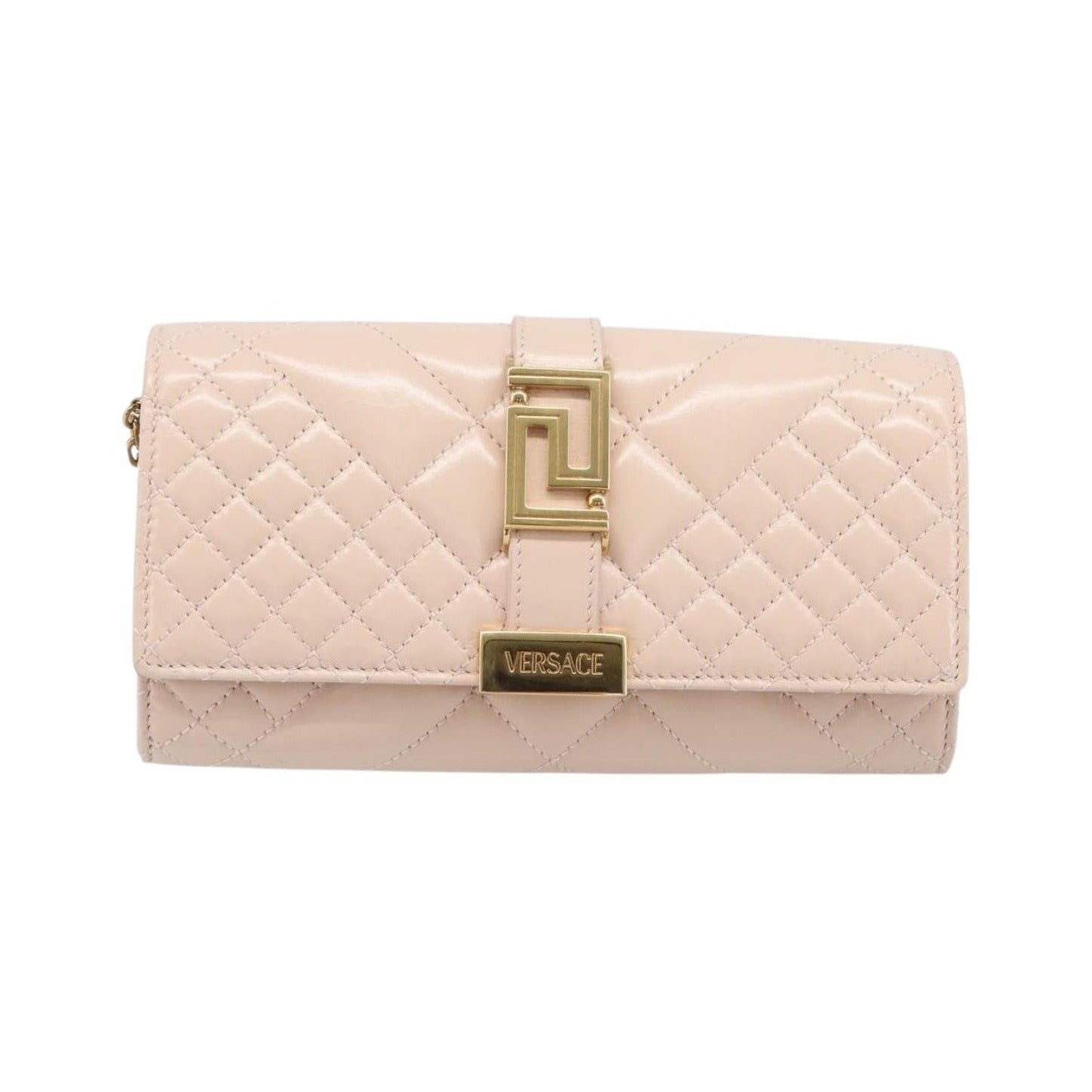 Versace Greca Goddess Convertible Clutch Leather, Pink, Leather, Shoulder Bag
