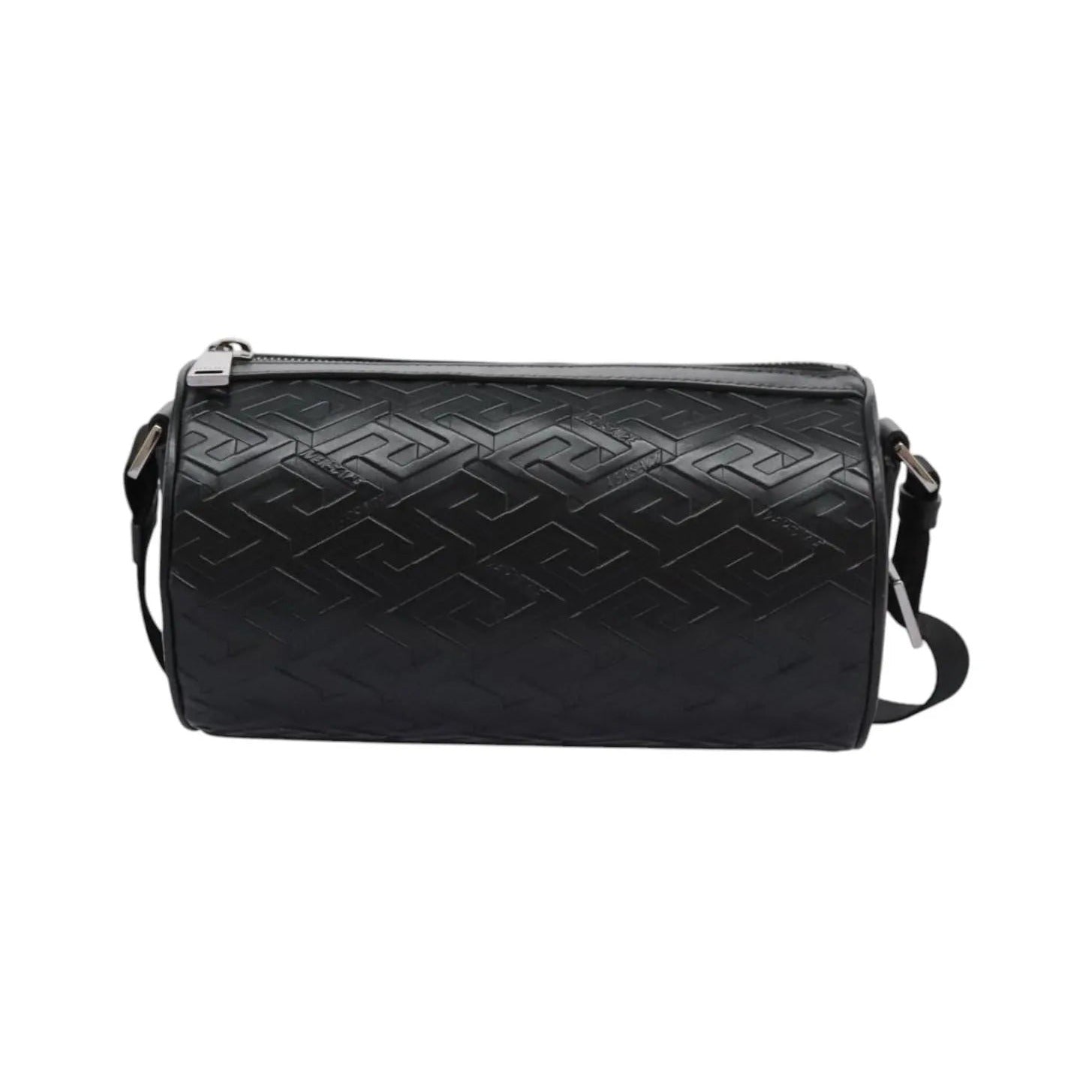 Versace La Greca Leather, Black, Leather, Shoulder Bag