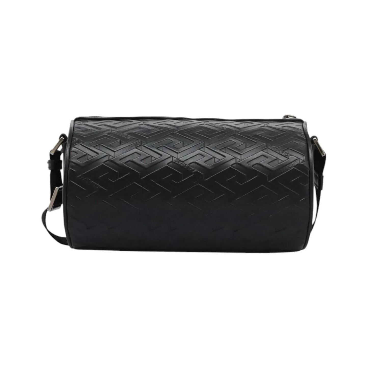 Versace La Greca Leather, Black, Leather, Shoulder Bag