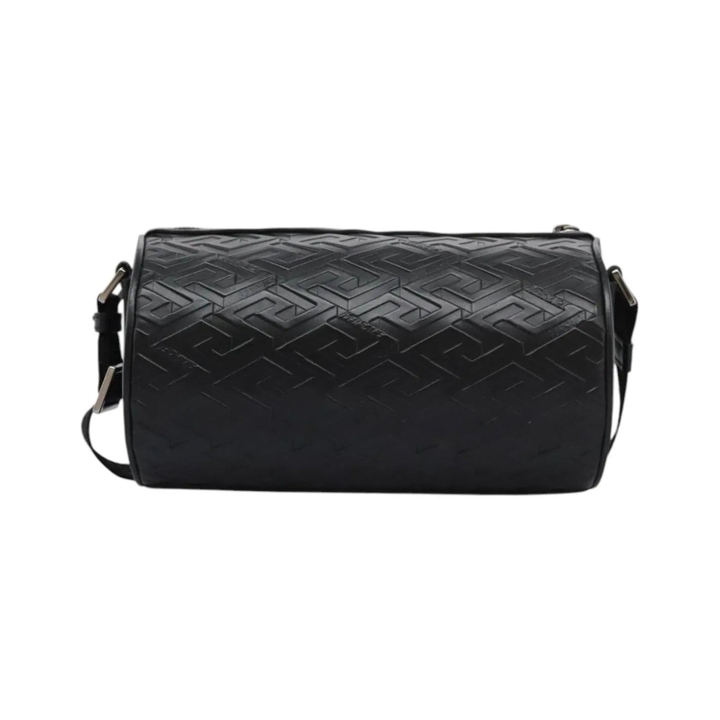 Versace La Greca Leather, Black, Leather, Shoulder Bag