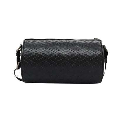 Versace La Greca Leather, Black, Leather, Shoulder Bag