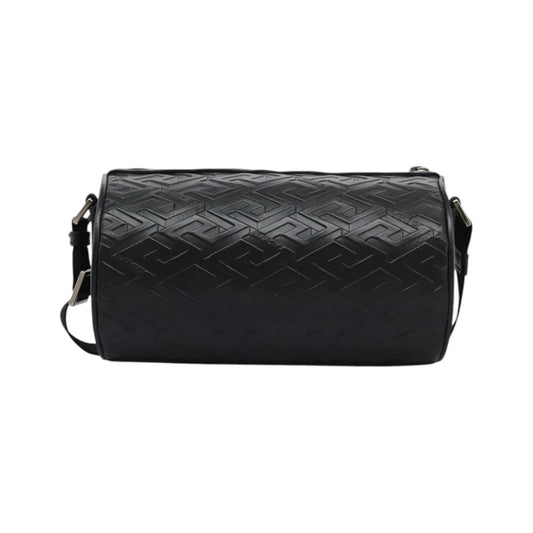 Versace La Greca Leather, Black, Leather, Shoulder Bag