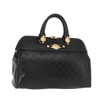 Versace Vintage Sun Duffle Embossed Leather, Yellow, Leather, Handbag