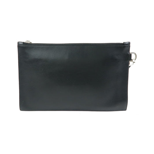 Versace Wristlet Printed Leather, Black, Leather, Clutch